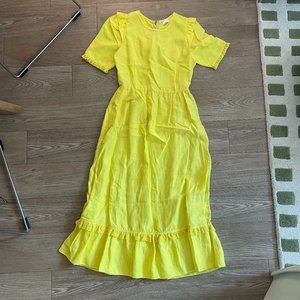 Aritzia Le Lou Yellow Silk Midi Dress (Batsheva inspired)